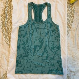 Lululemon Swiftly teal pattern racerback tank